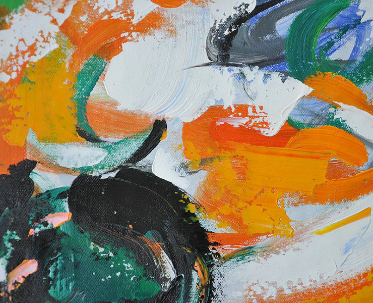 Oversized Contemporary Art,Hand-Painted Canvas Art,Blue,Orange,Yellow,Green